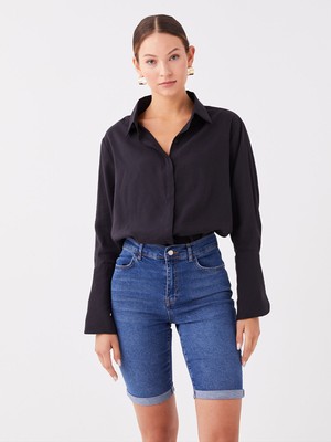 Lc Waikiki Yeni Sezon Normal Bel Bermuda Fit Kadın Jean Şort