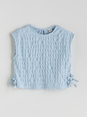 Lc Waikiki Yeni Sezon Bisiklet Yaka Fiyonk Detaylı Kız Çocuk Bluz