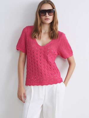 Lc Waikiki Yeni Sezon V Yaka Ajurlu Kadın Triko Kazak