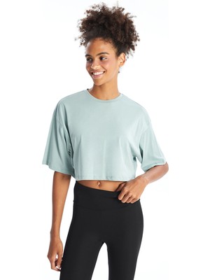 Lc Waikiki Yeni Sezon Bisiklet Yaka Düz Kısa Kollu Oversize Kadın Tişört