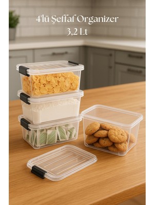 LTG Nova 4’lü Şeffaf Saklama Kutusu & Düzenleme Kutusu 3,2 Lt