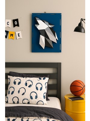 Anı Atölyesi Geometrik 3D Görünümlü Ahşap Kurt Duvar Tablosu