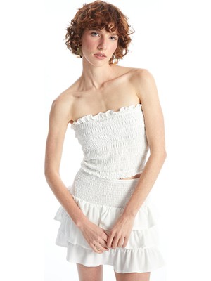 Lc Waikiki Yeni Sezon Straplez Yaka Düz Crop Kadın Bluz