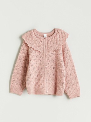 Lc Waikiki Yeni Sezon Bisiklet Yaka Ajurlu Kız Çocuk Triko Hırka