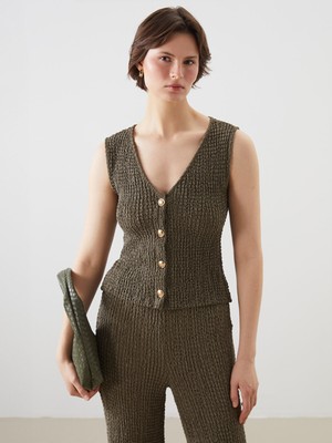 Lc Waikiki Yeni Sezon V Yaka Dokulu Kadın Yelek