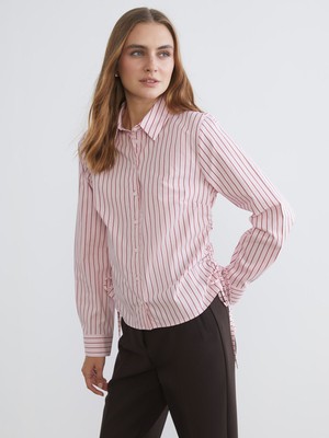 Lc Waikiki Yeni Sezon Çizgili Büzgülü Kadın Gömlek