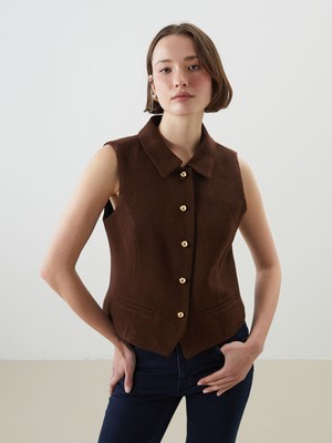 Lc Waikiki Yeni Sezon Gömlek Yaka Dokulu Kadın Yelek