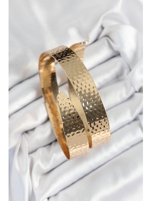SHC4200 Pirinç Dövme Desenli Gold Renk Kadın Pazu Bileklik - TJ-BB7197