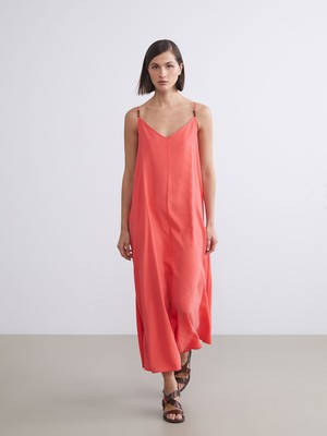 Lc Waikiki Yeni Sezon V Yaka Askılı A Kesim Modal Karışımlı Elbise