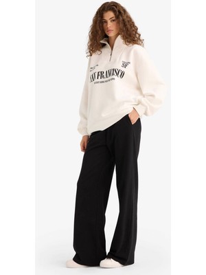 Defacto Straight Fit Siyah Kadın Eşofman Altı D6667AX/BK81