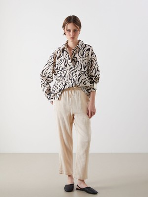 Lc Waikiki Yeni Sezon Beli Lastikli Dokulu Müslin Kadın Pantolon