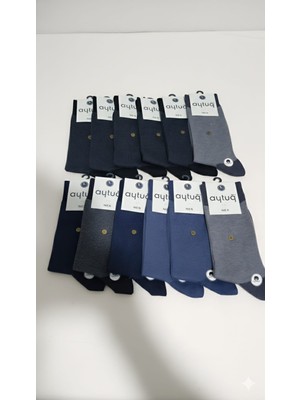 Aytuğ; Pamuk Soket Erkek Çorabı; Asorti 12'li Kutu; Mevsimlik; 41-45