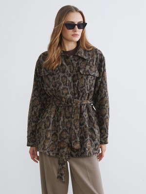 Lc Waikiki Yeni Sezon Desenli Kadın Kaşe Gömlek Ceket