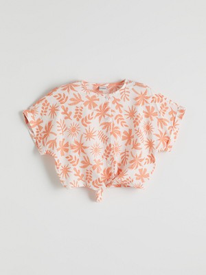 Lc Waikiki Yeni Sezon Bisiklet Yaka Çiçekli Kız Çocuk Bluz