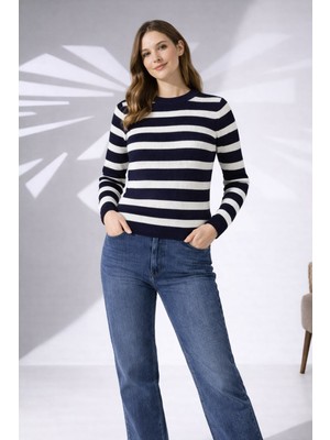 Modaplaza Kadın Çizgili Triko Kazak 5053