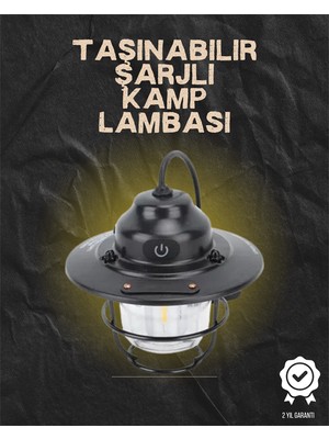Kamp ve Bahçe Için Retro LED Fener – Sıcak Işık, Uzun Ömürlü Batarya