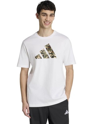 Adidas Panda Chill Camo Erkek Beyaz Yuvarlak Yaka Tişört