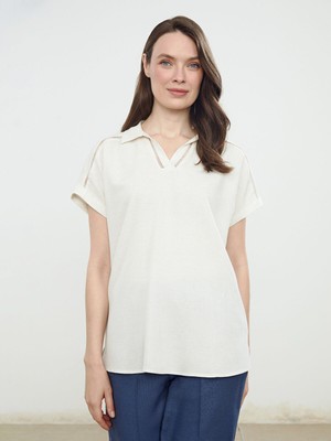 Lc Waikiki Yeni Sezon Gömlek Yaka Keten Karışımlı Kadın Bluz