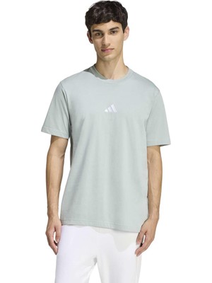 Adidas Essentials Small Logo Single Jersey Erkek Yeşil Yuvarlak Yaka Tişört