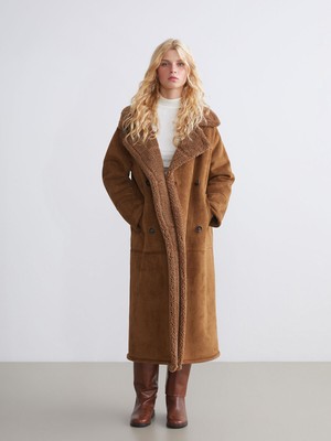 Lc Waikiki Yeni Sezon Kürklü Yaka Kadın Süet Kaban