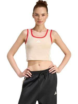 Adidas Stadium Kadın Ekru Yuvarlak Yaka Atlet