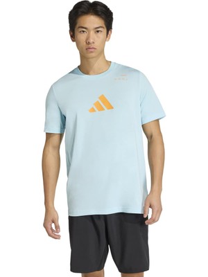 Adidas Padel Cat Erkek Mavi Yuvarlak Yaka Tişört