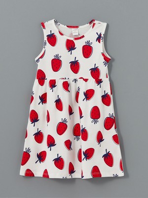 Lc Waikiki Yeni Sezon Çilek Baskılı Kız Bebek Elbise