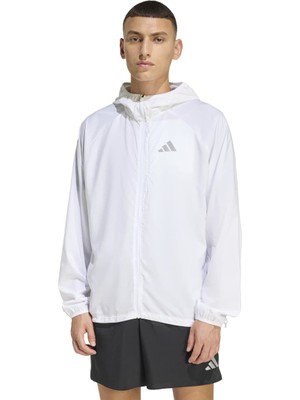 Adidas Running Essentials Erkek Beyaz Kapüşonlu Ceket