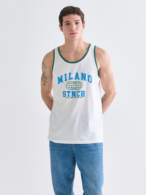 Lc Waikiki Yeni Sezon Bisiklet Yaka Baskılı Erkek Kolsuz Tişört