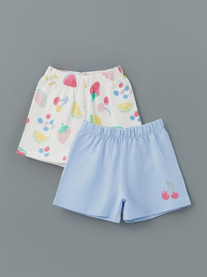 Lc Waikiki Yeni Sezon Beli Lastikli Kız Çocuk Şort 2'li