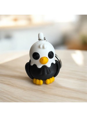 Portal 3d Port.al 3D Tasarım Siyah Beyaz Kartal Figürlü Anahtarlık - Taraftar Hediyelik - Pla