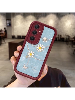 HONTINGA Samsung Galaxy A15 A16 A23 A24 A25 5g 4g Uyumlu Telefon Kılıfı Düşüme Önleyici Basitlik Anti Düşme Kamera Korumali Süs Eşyası Bordo Desen Yumuşak Silikon Telefon Kılıfı K2-7131