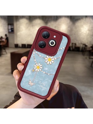 HONTINGA Tecno Spark 20 Pro Spark 20C Uyumlu Telefon Kılıfı Düşüme Önleyici Basitlik Anti Düşme Kamera Korumali Süs Eşyası Bordo Desen Yumuşak Silikon Telefon Kılıfı K2-7131