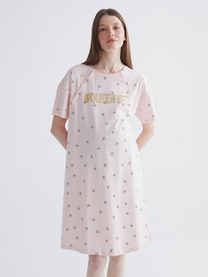 Lc Waikiki Yeni Sezon Bisiklet Yaka Desenli Hamile Gecelik