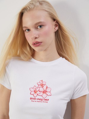 Lc Waikiki Yeni Sezon Bisiklet Yaka Baskılı Crop