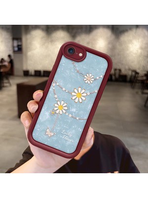 HONTINGA iPhone 7 8 Se 2022 2020 Uyumlu Telefon Kılıfı Düşüme Önleyici Basitlik Anti Düşme Kamera Korumali Süs Eşyası Bordo Desen Yumuşak Silikon Telefon Kılıfı K2-7131