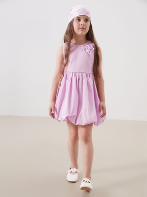 Lc Waikiki Yeni Sezon Çiçek Aplike Kız Çocuk Balon Elbise