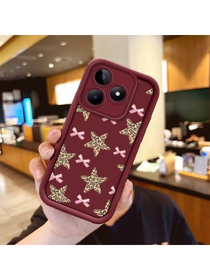 HONTINGA Realme Note 50 4g Uyumlu Telefon Kılıfı Düşüme Önleyici Basitlik Anti Düşme Kamera Korumali Süs Eşyası Bordo Desen Yumuşak Silikon Telefon Kılıfı K2-7131