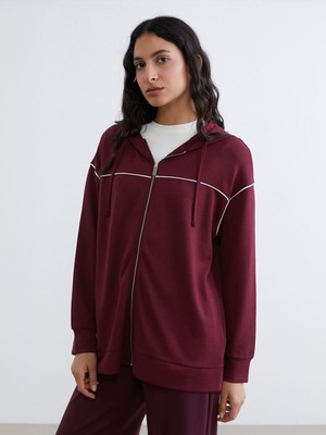 Lc Waikiki Yeni Sezon Kapüşonlu Oversize Kadın Fermuarlı Sweatshirt