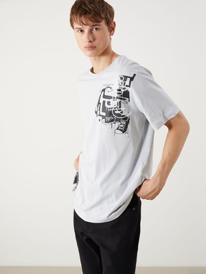 Lc Waikiki Yeni Sezon Bisiklet Yaka Baskılı Penye Erkek Tişört