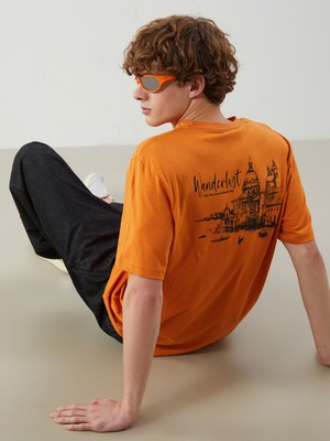 Lc Waikiki Yeni Sezon Bisiklet Yaka Baskılı Penye Erkek Tişört