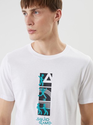 Lc Waikiki Yeni Sezon Bisiklet Yaka Squid Game Lisanslı Erkek Tişört