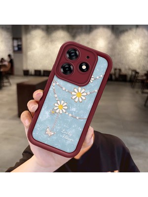 HONTINGA Tecno Spark 10 Pro Spark Go 2024 Uyumlu Telefon Kılıfı Düşüme Önleyici Basitlik Anti Düşme Kamera Korumali Süs Eşyası Bordo Desen Yumuşak Silikon Telefon Kılıfı K2-7131