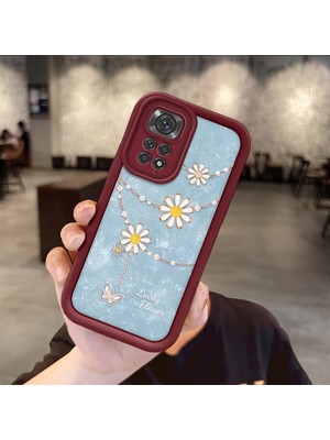 HONTINGA Xiaomi Redmi Note 11 Pro 5g 4g Note 11S Uyumlu Telefon Kılıfı Düşüme Önleyici Basitlik Anti Düşme Kamera Korumali Süs Eşyası Bordo Desen Yumuşak Silikon Telefon Kılıfı K2-7131