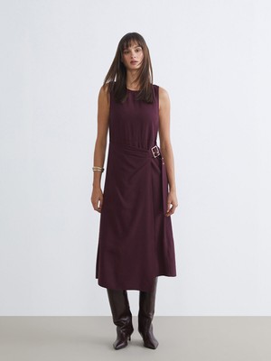 Lc Waikiki Yeni Sezon Bisiklet Yaka Krep Belden Oturtmalı Elbise