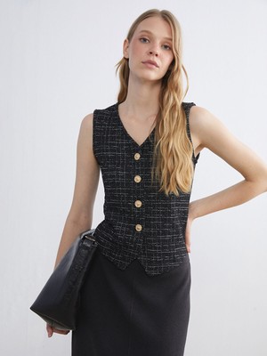 Lc Waikiki Yeni Sezon V Yaka Ekose Kadın Yelek