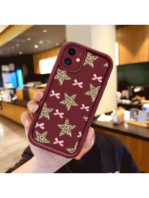 HONTINGA iPhone 13 11 12 Uyumlu Telefon Kılıfı Düşüme Önleyici Basitlik Anti Düşme Kamera Korumali Süs Eşyası Bordo Desen Yumuşak Silikon Telefon Kılıfı K2-7131