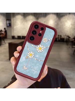 HONTINGA Samsung Galaxy S23 Ultra S23 Fe 5g Uyumlu Telefon Kılıfı Düşüme Önleyici Basitlik Anti Düşme Kamera Korumali Süs Eşyası Bordo Desen Yumuşak Silikon Telefon Kılıfı K2-7131