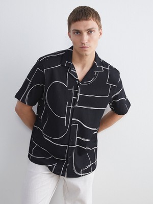 Lc Waikiki Yeni Sezon Regular Fit Kısa Kollu Desenli Viskon Erkek Gömlek