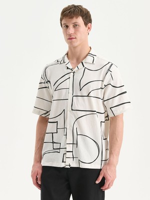 Lc Waikiki Yeni Sezon Regular Fit Kısa Kollu Desenli Viskon Erkek Gömlek